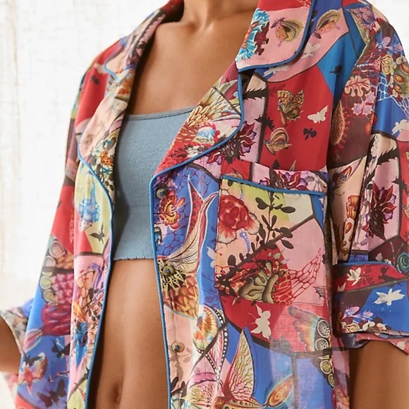 NWT Anthropologie x Judith Schaechter Pajama Top Large - Picture 3 of 4